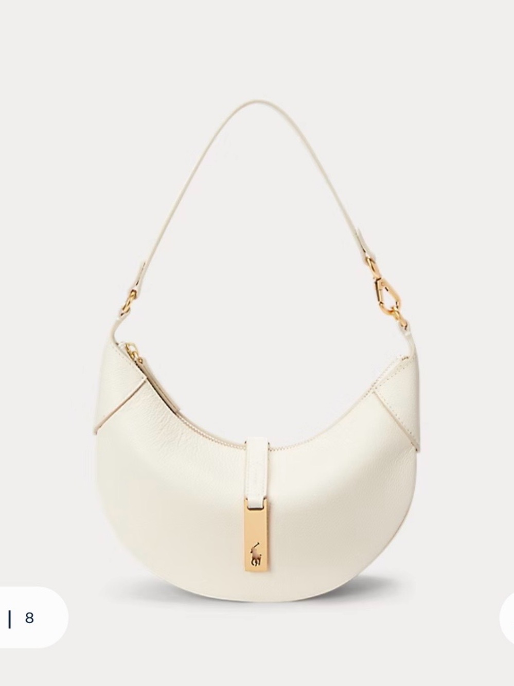 Polo Ralph Lauren Polo ID Mini Ivory Leather Shoulder Bag Gold